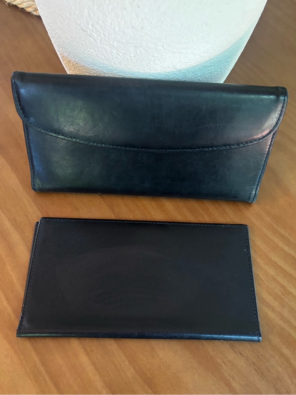 Vintage Coach Water Buffalo Combo Wallet Checkbook Black Leather - Picture 2 of 14